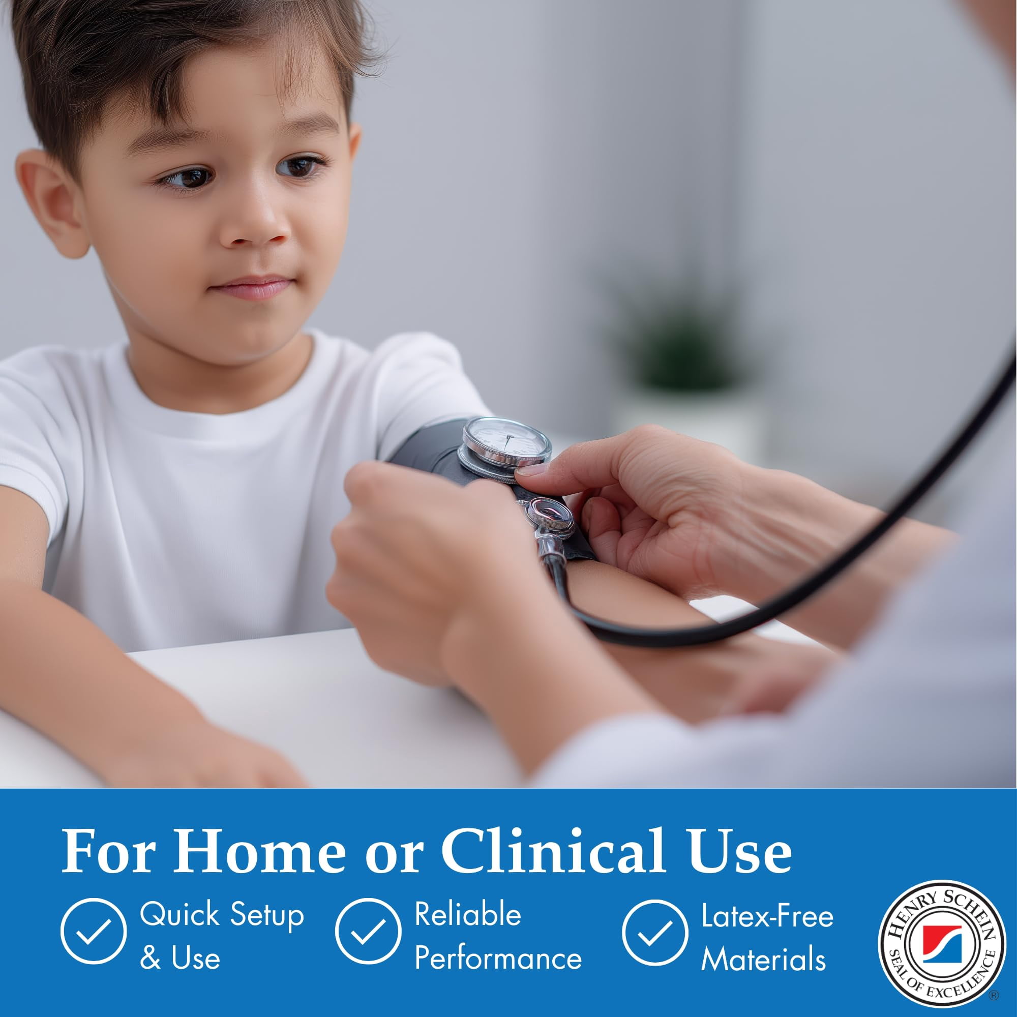 Henry Schein Prosphyg Aneroid Sphygmomanometer –Pediatric Size 9 (5.1"–7.6") Black Cuff, Manual Blood Pressure Monitor, Reusable, Dial Display, Latex-Free, Includes Leatherette Carrying Case – 1 Each