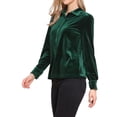 thumbnail image 4 of Camisa de botón de manga larga con cuello de terciopelo vintage para mujeres, otoño invierno, talla XL, verde, 4 of 6