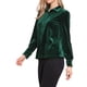 thumbnail image 4 of Camisa de botón de manga larga con cuello de terciopelo vintage para mujeres, otoño invierno, XS, verde, 4 of 6