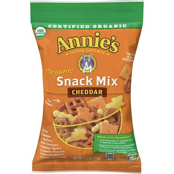 Annies Organic Cheddar Snack Mix, 2.5 Ounce -- 12 per Case.