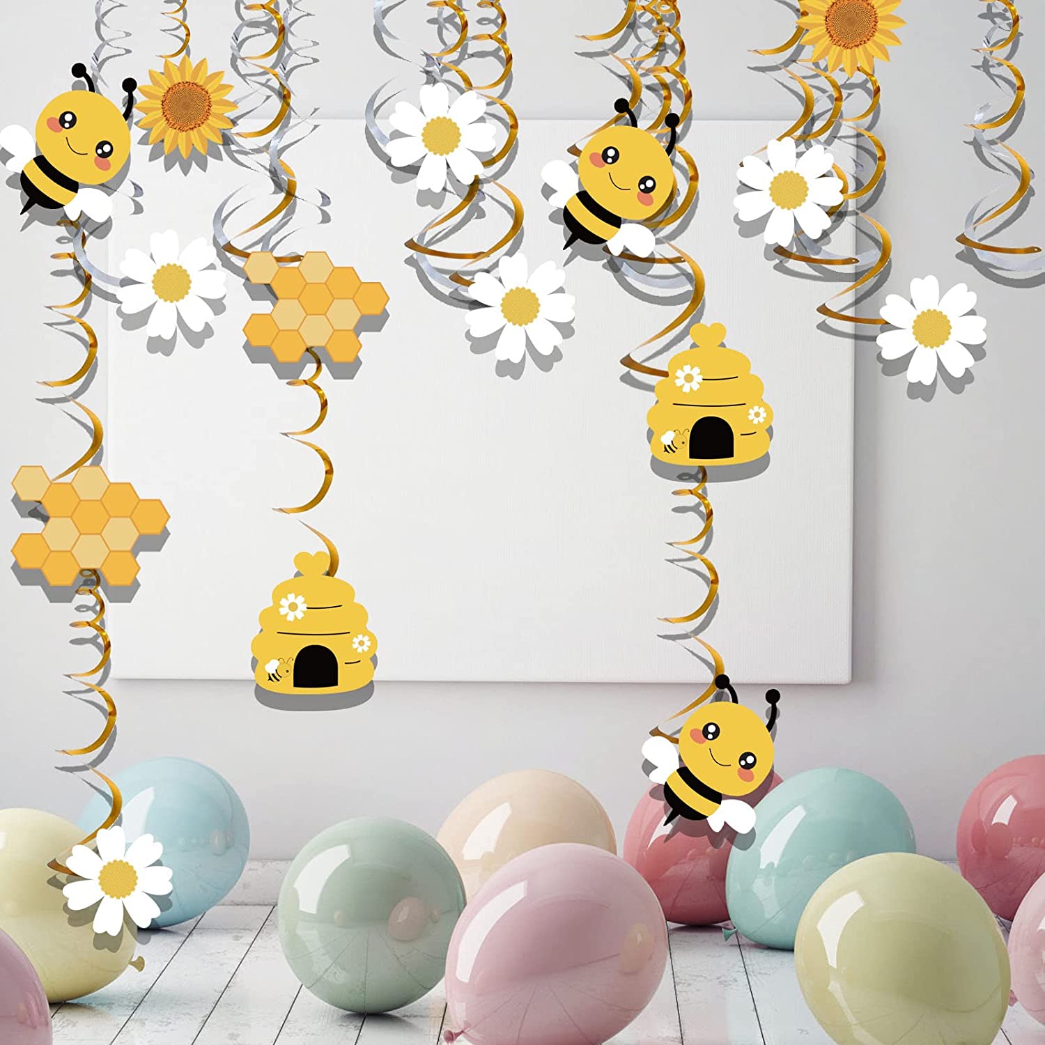 puphutu Honey Bee Decorations for Party 40 Pieces Bumble Bee Hanging Swirl Decor Bee Themed Baby Shower Supplies, Infant Unisex, Size: One Size