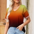 thumbnail image 2 of Tnhcen Women's 2025 Spring Summer Loose Fit V-Neck Gradient T-Shirt - Plus Size Friendly S-5XL Casual Breathable Tops, 2 of 8