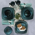 thumbnail image 2 of Gibson Soho Lounge Square 16-Piece Dinnerware Set - Teal, 2 of 9