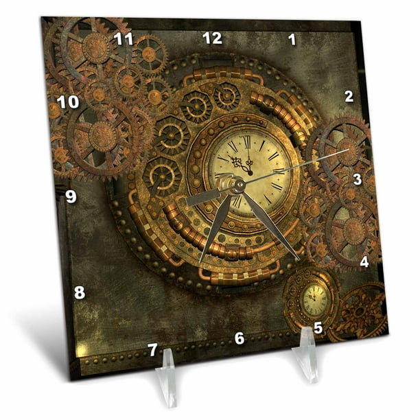 Wonderful clockwork, steampunk design, golden colors 6x6 Desk Clock dc