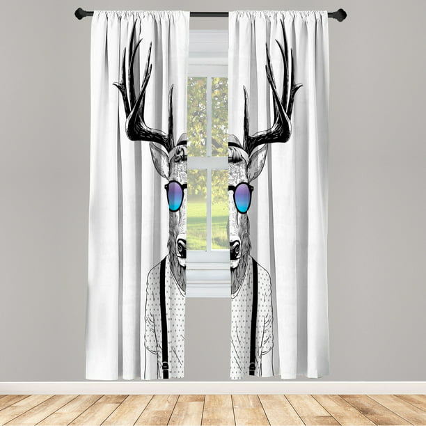 Antlers Window Curtains Ilration, Hipster Window Curtains