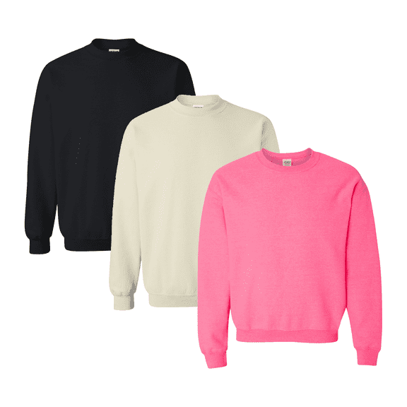 Gildan Heavy Blend Crewneck Sweatshirt for Men, Long Sleeve Fleece Pullover, Mix Color, 3-Pack, S
