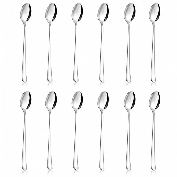 12Pcs 7.8 Inch Long-Handle Iced Tea Spoons, Stainless Steel Coffee Spoons, Ice Cream Spoons, Cocktail Stirring Spoon, Long Drink Spoon Set, , Mirror-Polished, Dishwasher Safe