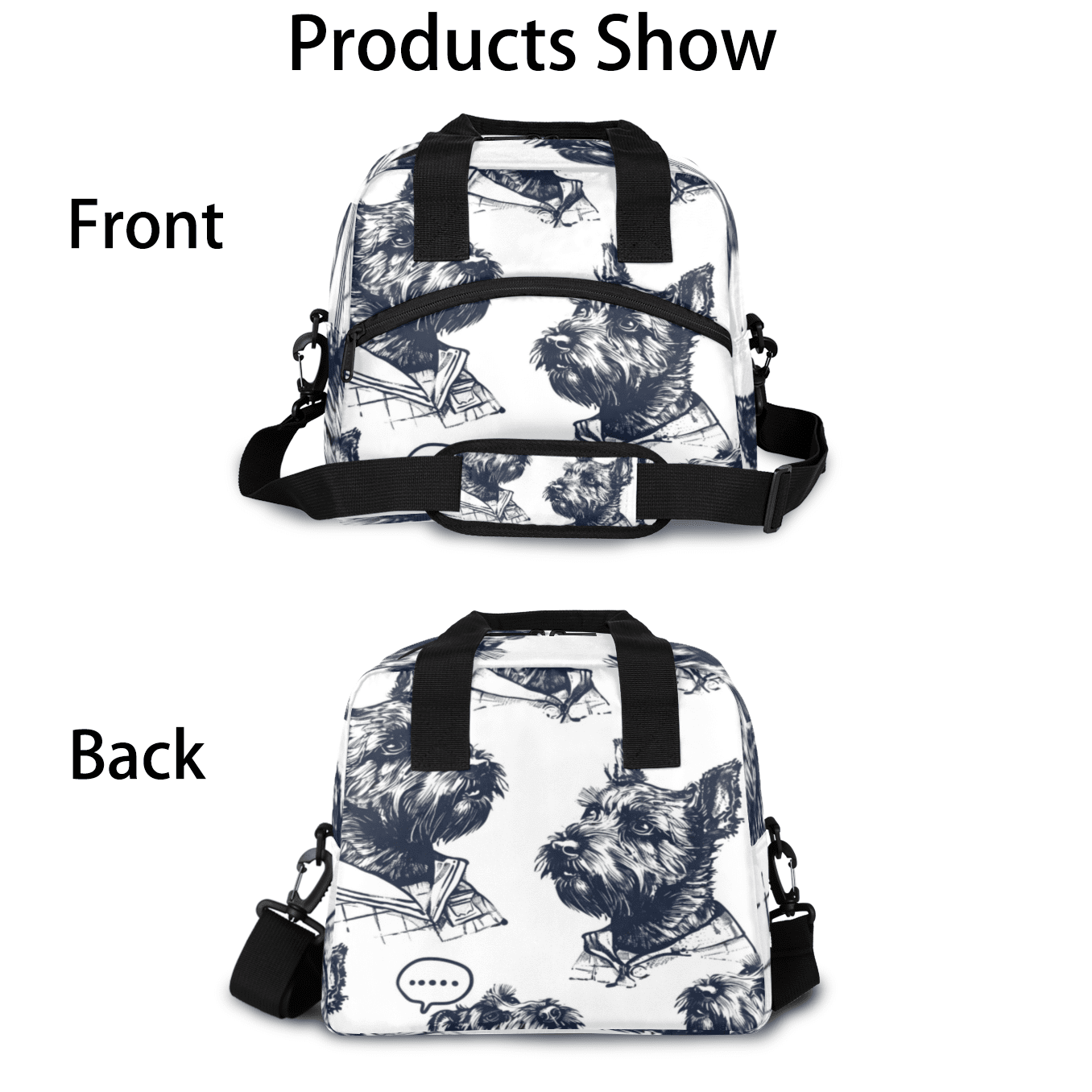 Herdesigns Cool Dogs Scottish Terrier Insulated Lunch Bag for Women Men Adults Large Reusable Lunch Box Leakproof Portable Cooler Tote Bags with Adjustable Shoulder Strap