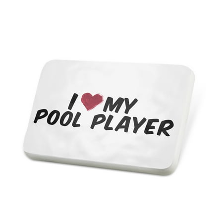 Porcelein Pin I heart love my Pool Player Lapel Badge –