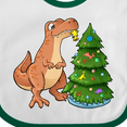 thumbnail image 4 of Inktastic Tyrannosaurus Rex Decorating Christmas Tree Boys or Girls Baby Bib, 4 of 4
