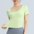 thumbnail image 5 of Htigea Clearance Short Sleeve Workout Tops for Women Loose Basic T-Shirts Athletic Gym Casual Shirts Green,M, 5 of 5