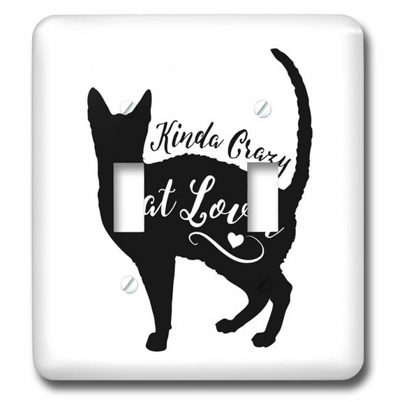 3dRose, Crazy Cat Lover- Funny Cat Design in Black and White, double toggle switch