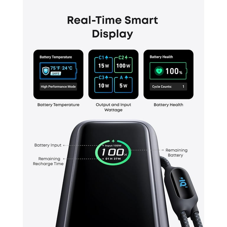 ANKER Power Bank 26000mAh 165W【未使用】 Anker 165-watt laptop power bank with built-in USB-C cables