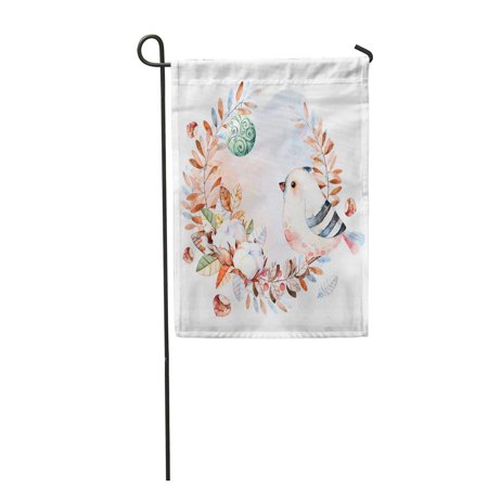 SIDONKU Pre Made Christmas Card Winter Wreath with Branches Berries Cotton Garden Flag Decorative Flag House Banner 12x18 inch