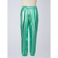 thumbnail image 2 of Miaeowve Kids Shiny Metallic Hip Hop Dance Pants for Boys Girls Pull-on Trousers 70s Party Disco Dancewear Blue Green 10, 2 of 7