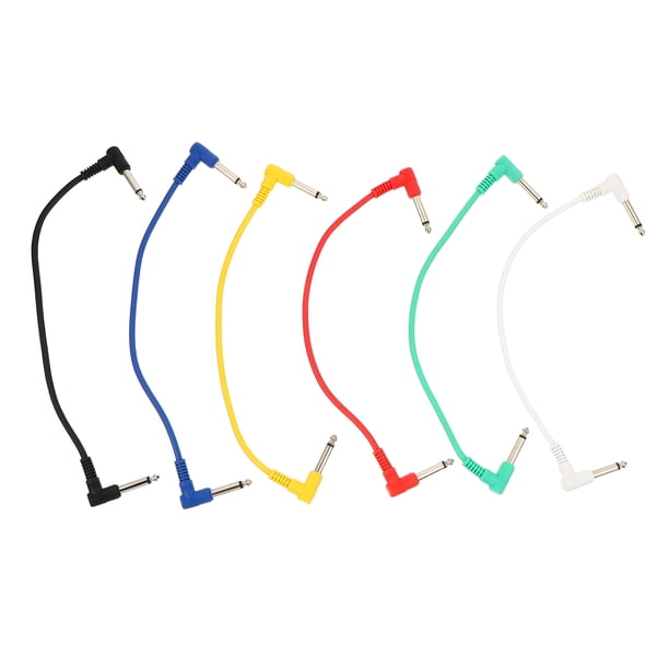 EeaseMX Cable de conexión para guitarra de 6 piezas, 30 cm, 6,35 mm, ángulo recto, amplificador, instrumento