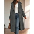 thumbnail image 2 of Women'S Warm Fleece Long Sleeve V Neck Button Down Casual Jacket Hooded Cardigan Fall Winter Coats Grey L, 2 of 6