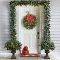thumbnail image 6 of Christmas Wreath, Holiday Decoration, Woven Rattan Wreath with Simulated Pines Cones and Red Berries for Front Door Hanging, Indoor and Outdoor Use, Green Plastic, Battery Operated, 6 of 7