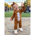 thumbnail image 3 of Cjfdfy Newborn Baby Girls Game Day Fall Outfits Football Themed Long Sleeve Ribbed Knit Romper And Headband Infant Cute Football Season Fall Winter Clothes 0-18 Months, 3 of 9