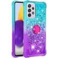 thumbnail image 3 of Clear Case for Samsung Galaxy A73 5G with Ring Kickstand, Girls Women Bling Gradient Quicksand Glitter Flowing Liquid Floating Case Cover for Samsung Galaxy A73 5G JB Bluish Violet, 3 of 14