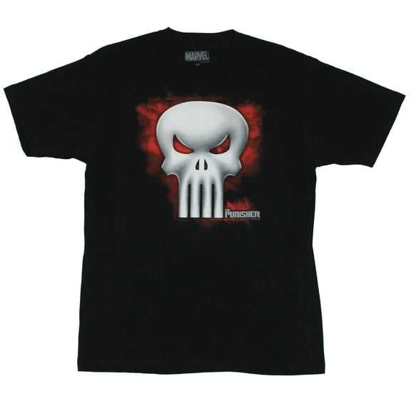The Punisher (Marvel Comics) Mens T-Shirt - Logo Over Red Smoke Image (Large)