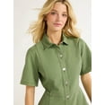 thumbnail image 4 of Free Assembly Women's Button Front Cotton Midi Dress with Short Sleeves, XS-XXL, 4 of 5
