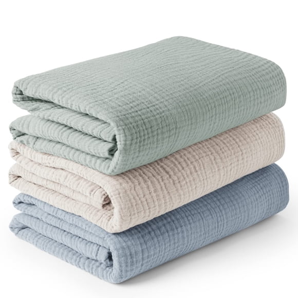 Mantas de muselina Konssy, paquete de 3 unidades, unisex, 120 x 120 cm