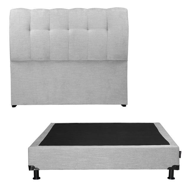 Box Queen Size + Cabecera Nube Dicasa Plata