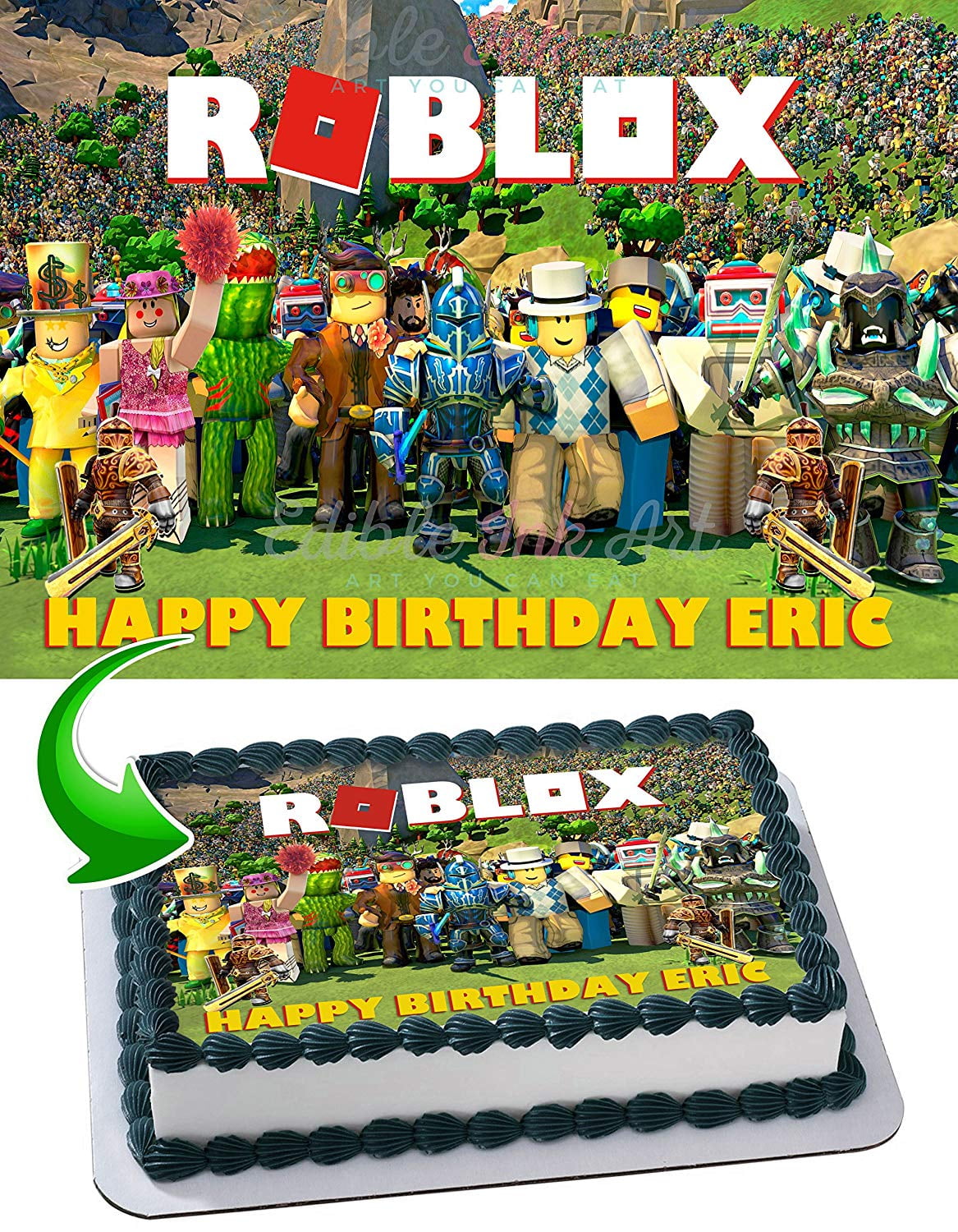 Roblox Edible Cake Topper 11 7 X 17 5 Inches 1 2 Sheet Rectangular Walmart Com Walmart Com - roblox cake topper set of 7