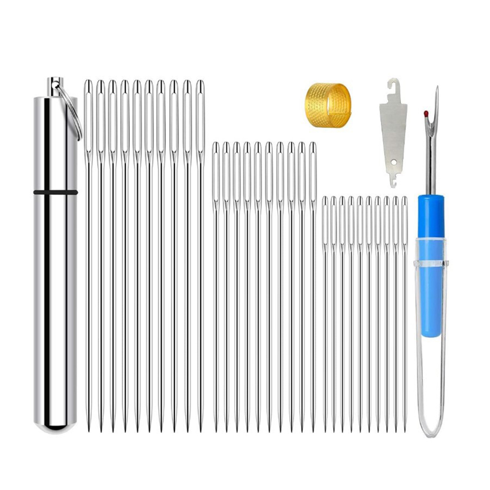 30pcs Knitting Stainless Steel Home Large Eye Needles Kit Quilting Hand