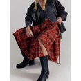 thumbnail image 4 of Red Asymmetrical Midi Plaid Skirt For Women Casual Streetwear Wrap Style, 4 of 5