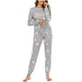 thumbnail image 1 of AherBiu Pyjamas pour Femmes Ensemble Manches Longues Col Rond Chandail Pantalon Taille Haute Tenues de Détente Automne Hiver, 1 of 4