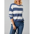 thumbnail image 4 of Franhais Women Fashion Wild Sweater Contrast Color Stripe Round Neck Long Sleeve Knitted Pullovers Autumn Winter Loose Casual Tops, 4 of 9