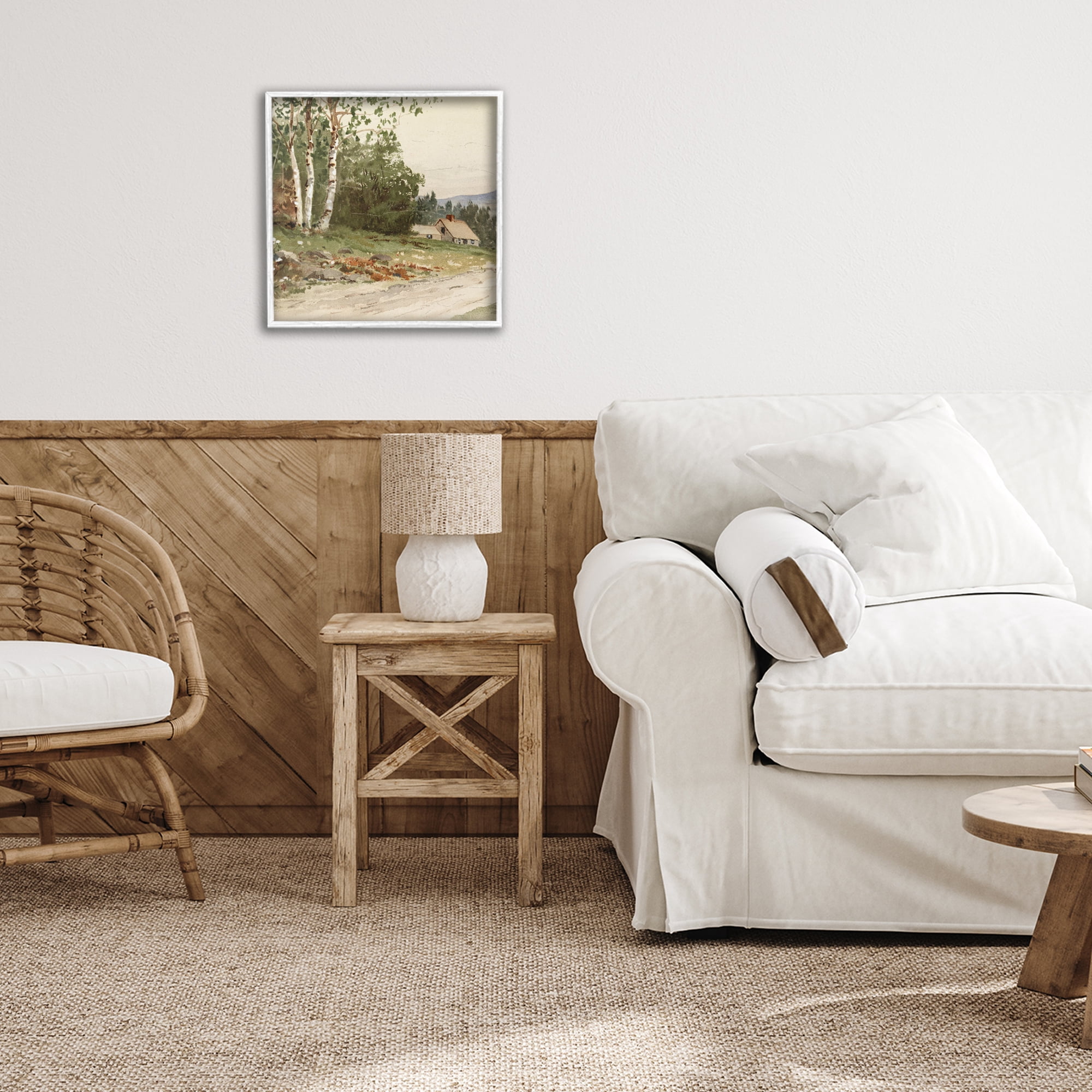 Stupell Industries Farm House Dirt Road White Framed Giclee Art, design by Lula Bijoux & co.
