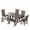 Dark Brown, variant on WestinTrends Malibu 6 Piece Outdoor Dining Set with Bench, All Weather Poly Lumber Patio Table and Chairs Set, 71" Trestle Dining Table with Umbrella Hole, 5 Patio Chairs with Bench, Gray