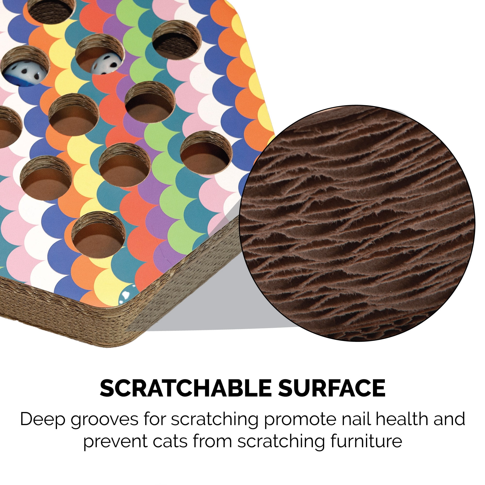 Tiger Tough Hexagon Busy Box Scratcher, Rainbow Scales, 1 Coun