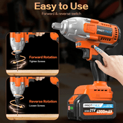 Cordless Impact Wrench, 665Ft-Ibs (900N.m) 1/2 Electric Impact Wrench, 21V Power Impact Drill with 2x 4.0Ah Battery, 6 Sockets, 8 Drill, 6 Screws, Impact Gun Variable Speeds for Car/Truck/Mower