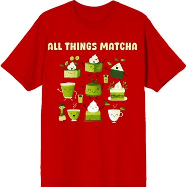 Matcha Treats All Things Matcha Adult Red Crew Neck Short Sleeve Tee-Medium