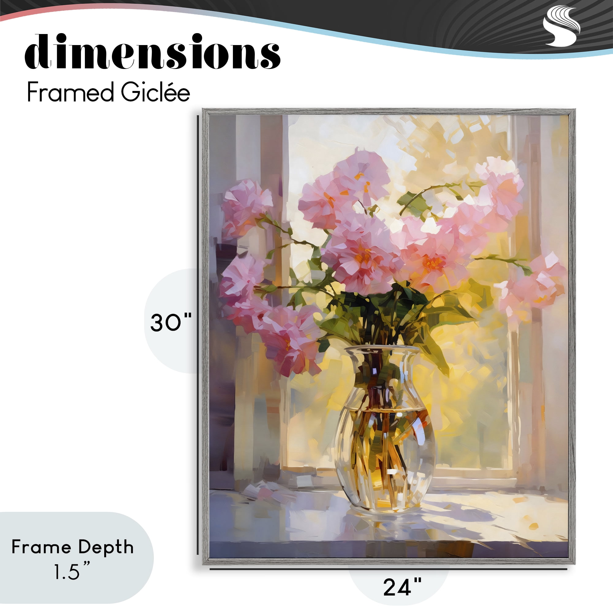 Stupell Industries Pink Flowers in Sunlit Vase Gray Framed Giclee Art, design by Creative Studio