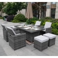 thumbnail image 2 of Direct Wicker 9-Piece Patio Wicker Rectangle Firepit Table with Chairs and Ottomans, 2 of 8