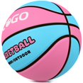 thumbnail image 2 of Balón de baloncesto PECOGO, tamaño 6, 28,5 pulgadas, goma para interiores y exteriores, rosa y azul, 2 of 8