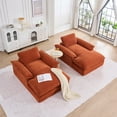 thumbnail image 2 of Aukfa 51.2" Oversized Chaise Lounge Chair Indoor, Corduroy Upholstered Sofa Couch with Pillow Armrests, Sleeper Sofa Chair for Living Room Bedroom Office, Orange, 2 of 8