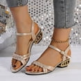 thumbnail image 2 of Dakaela Women's Low Heels for Women Braided Open Toe Ankle Strap Block Chunky Heel Sandals Holiday Party Wedding Dress Pumps Shoes (6,Gold), 2 of 7