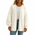 thumbnail image 6 of Stichou Womens Oversized Cardigan Sweaters 2025 Fall Long Lantern Sleeve Knit Open Front Lightweight Sweater White L, 6 of 7