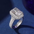 thumbnail image 3 of Blue Jewel 14K White Gold Plated Wedding Ring - 2.1 Ct VVS1/D Radiant Cut Lab Created Simulated Diamond Ring - Halo Solitaire with Accent Engagement Ring - Multi-Row Wedding Diamond Rings for Her, 3 of 10