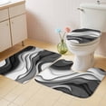 thumbnail image 2 of Black Grey Ombre Bath Mat 3 Piece Bathroom Rug Set, Moire Modern Aesthetics Geometric Abstract Non Slip Bath Rug Contour Mat and Toilet Lid Cover, Absorbent Shower Mats Soft Bath Rugs and Mats Sets, 2 of 8