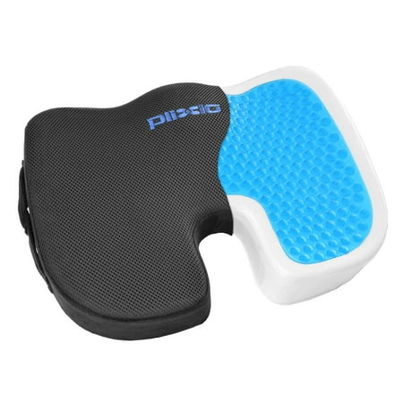Plixio Gel Seat Cushion Memory Foam Chair Pillow with Cooling Gel for Sciatica, Coccyx, Back & Tailbone Pain Relief - Orthopedic Chair Pad for Support in Office Desk Chair, Car, Wheelchair & Airplane