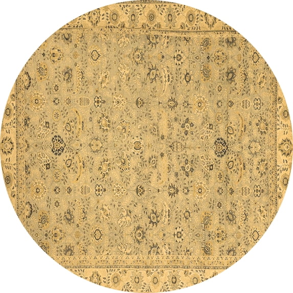 Ahgly Company Indoor Round Oriental Brown Traditional Area Rugs, 4' Round