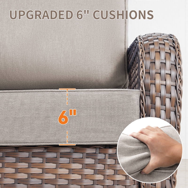 Giantfurnni Outdoor Deep Seat Cushion 24 X 24 X 6 Inch, Pack of 2, Patio Furniture Cushions with 6 Inch Foam Waterproof & Fade Resistant Perfect for Wicker Chair, Sofa, Couch, Beige