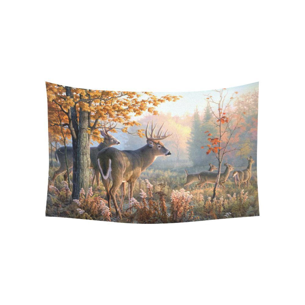 Whitetail deer fall forest Tapestry Wall Hanging for Living Room Bedroom Decor 